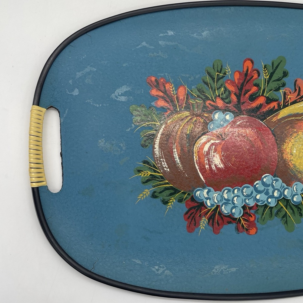 Vintage Tilso Mid-Century Modern Oval Fiberboard Serving Tray Fruit Japan Enesco - Picture 2 of 13